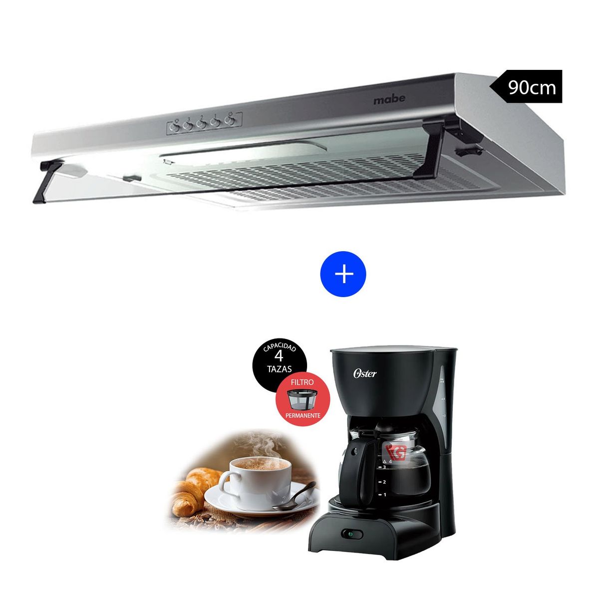 MABE - Campana extractora cmu9020pi0 90cm  cafetera
