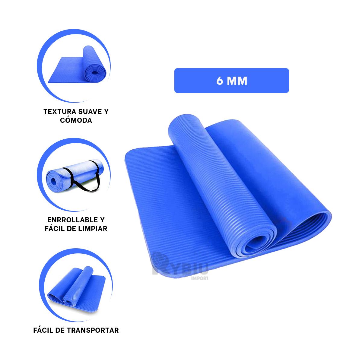 RYBIU IMPORT - Tapete de Yoga 6mm Comodo Color Azul Y+Gift MiniAgenda