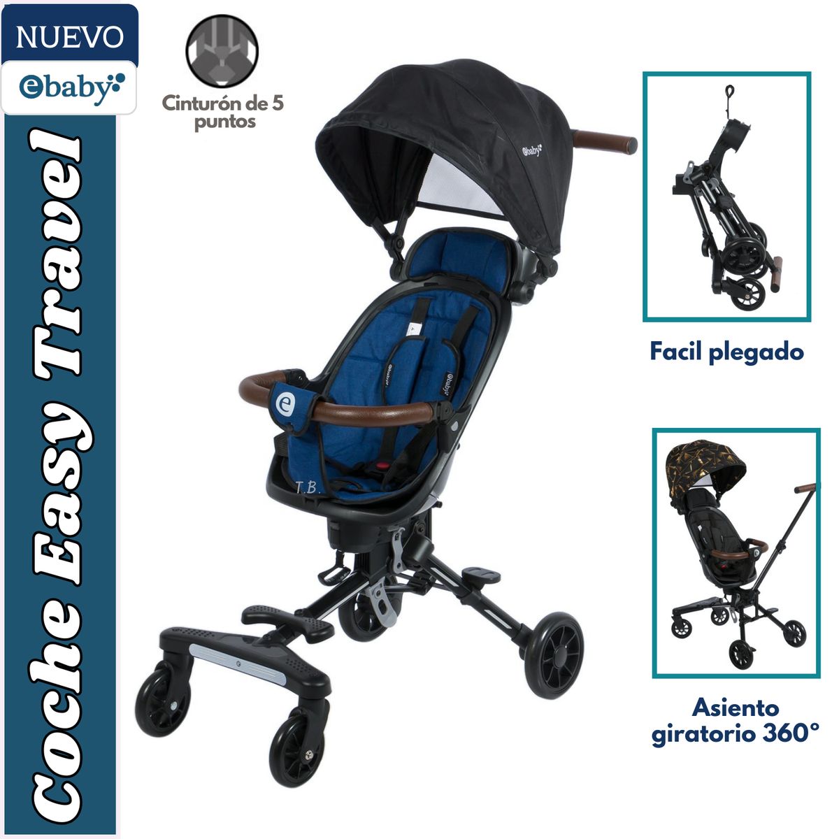 EBABY - COCHE PLEGABLE EASY TRAVEL AZUL EBABY