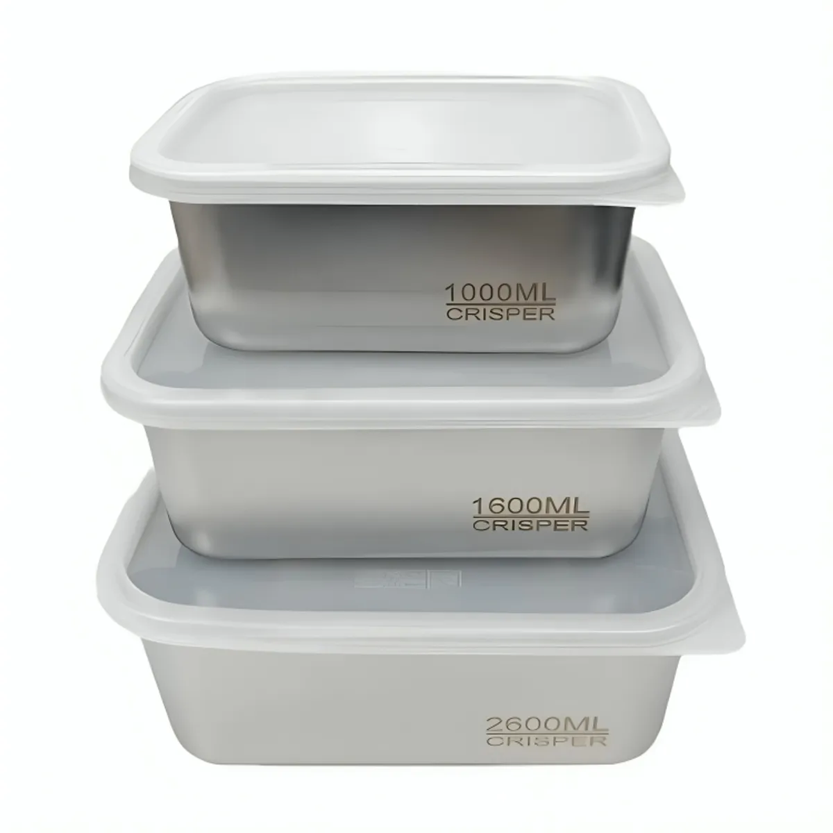 GENERICO - Set 3 Táper de Almacenamiento Alimentos Herméticas de Acero Inoxidable