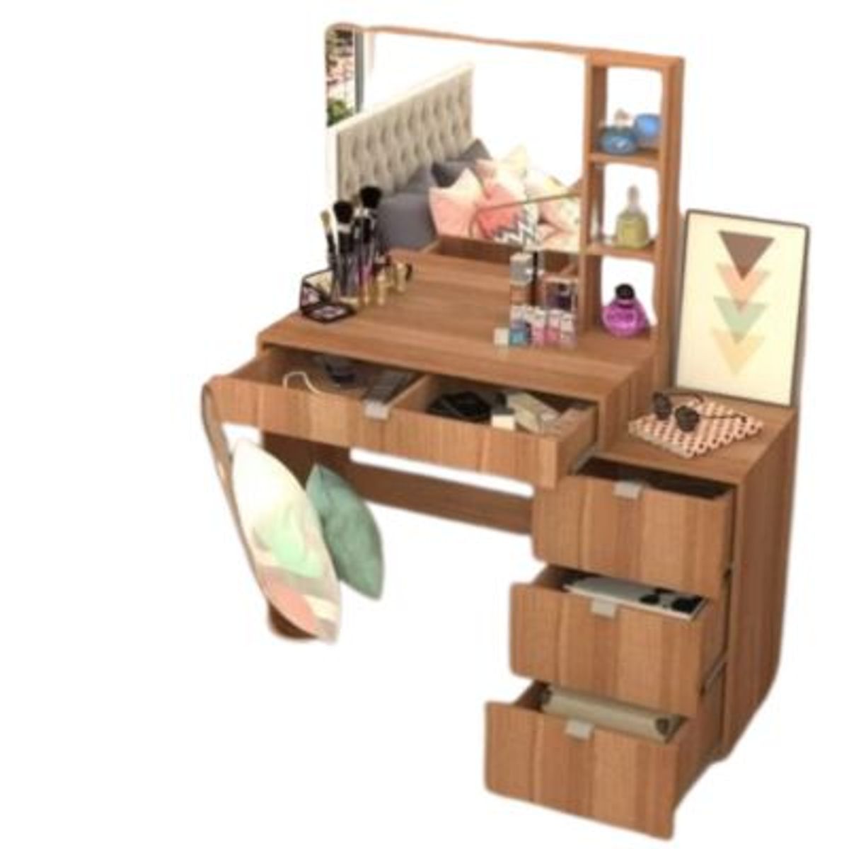 GENERICO - Tocador moderno Bolaño 4 Cajones Marrón R&R Muebles