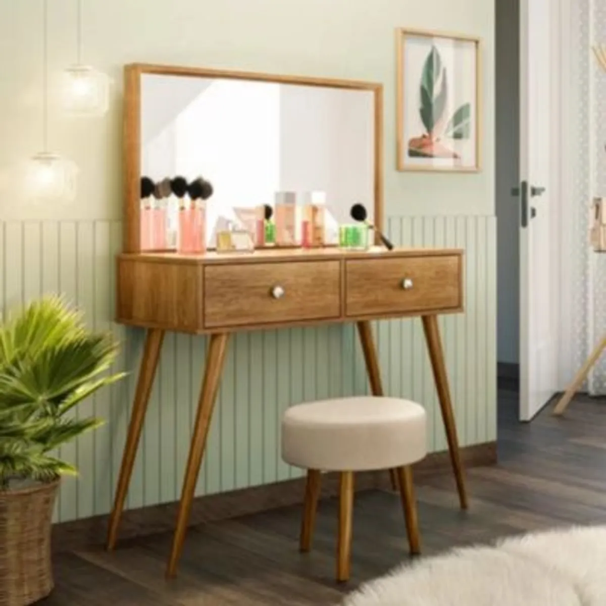 GENERICO - Tocador Vintage Leysi 2 Cajones Marrón R&R MUEBLES