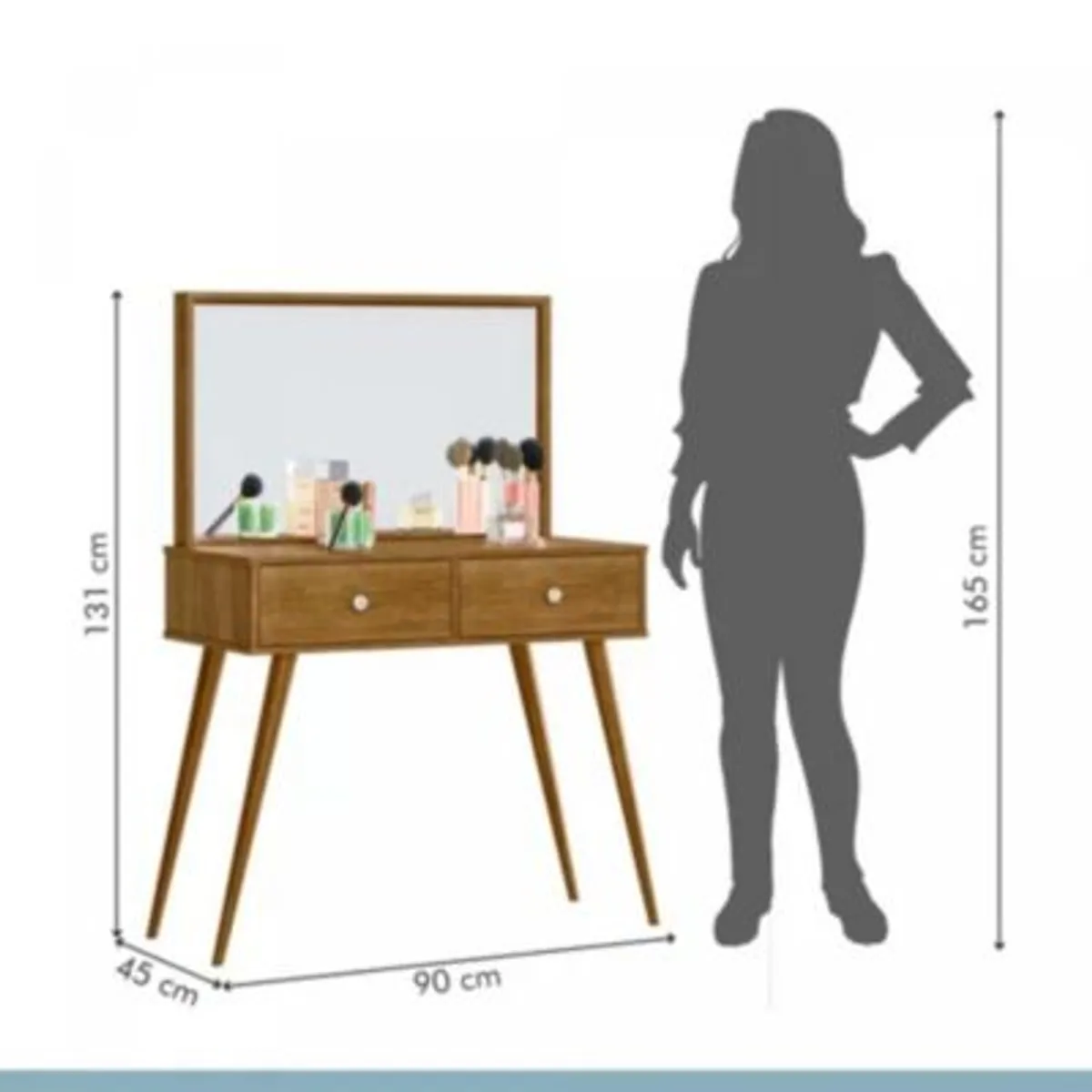 GENERICO - Tocador Vintage Leysi 2 Cajones Marrón R&R MUEBLES