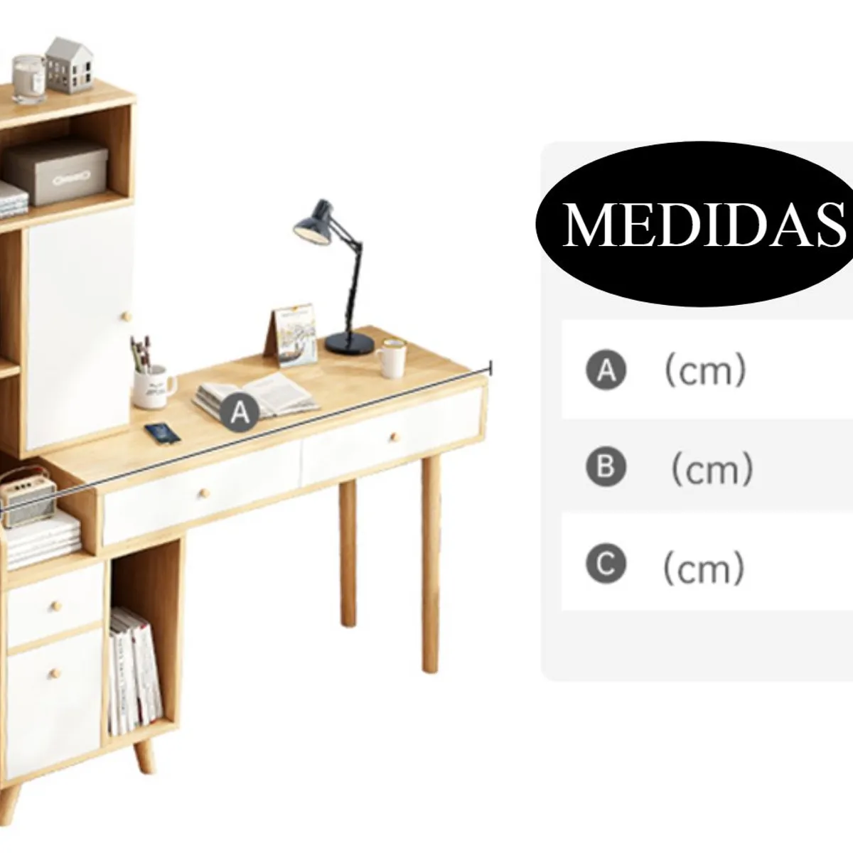 GENERICO - Escritorio Vintage Helena 3 Cajones 2 Puertas R&R MUEBLES