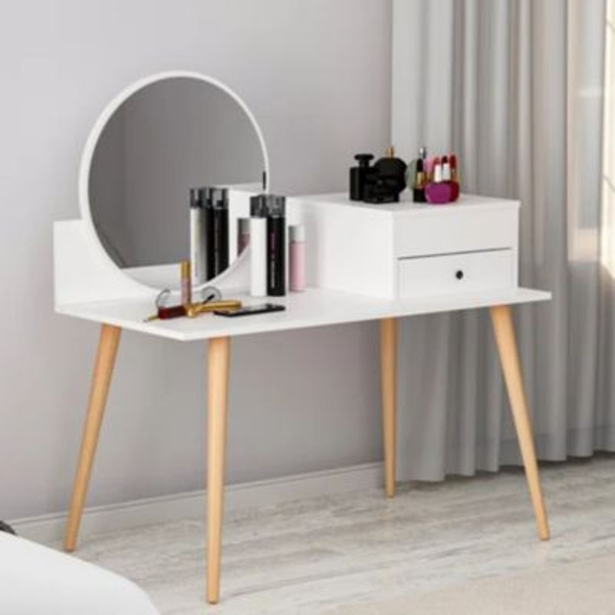 GENERICO - Tocador Moderno Kiba Blanco con Espejo R&R MUEBLES