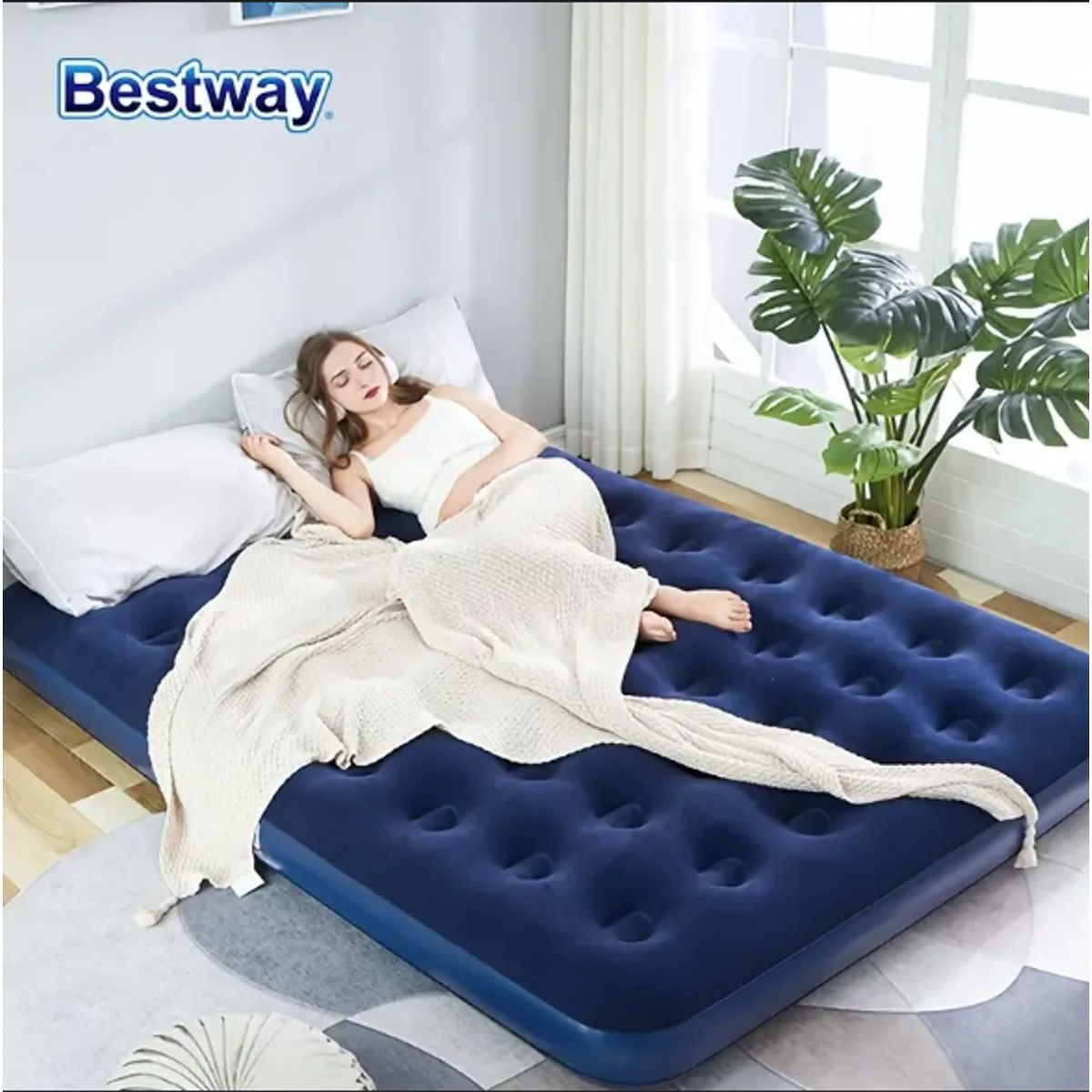 GENERICO - Colchon inflable portátil con 2 almohadas suave - Bestway