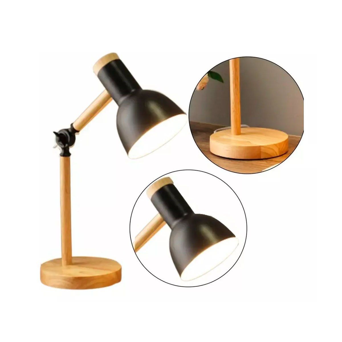 GENERICO - Lámpara De Mesa Escritorio Moderna Con Base De Madera