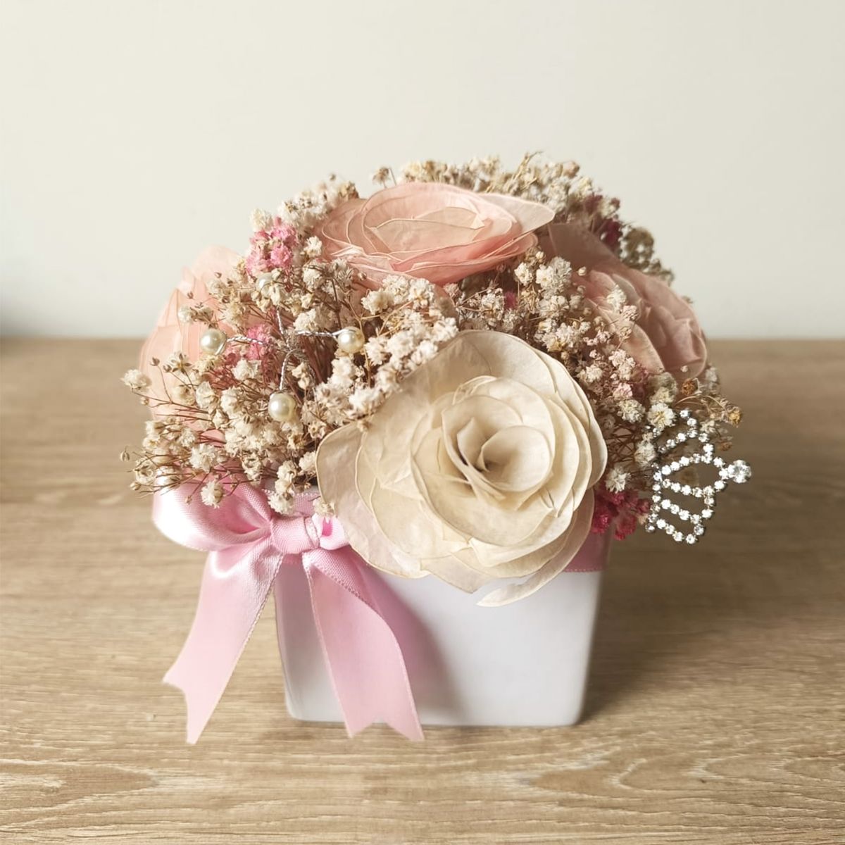 GENERICO - Arreglo Flores eternas en Maceta de Cerámica Pureza Floral