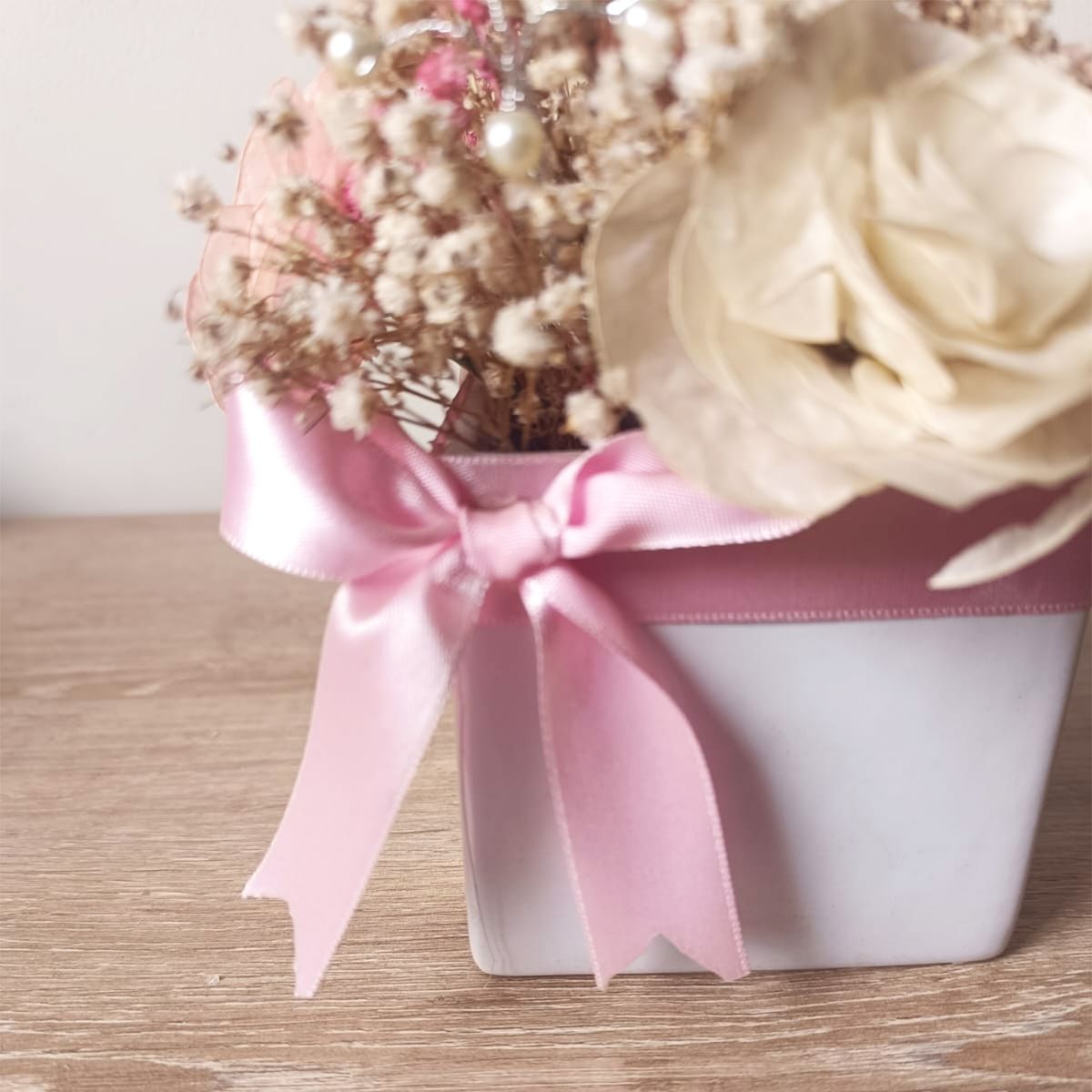 GENERICO - Arreglo Flores eternas en Maceta de Cerámica Pureza Floral