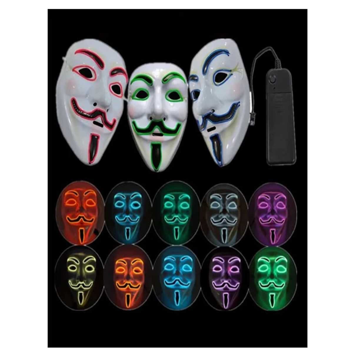 GENERICO - MASCARA ANONYMOUS LED - HALLOWEEN