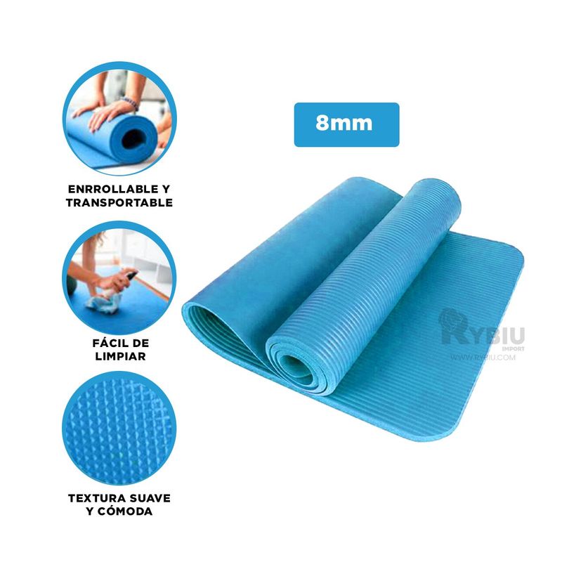 RYBIU IMPORT - Colchoneta Antideslizante 8mm Celeste Y+Ligas de Regalo