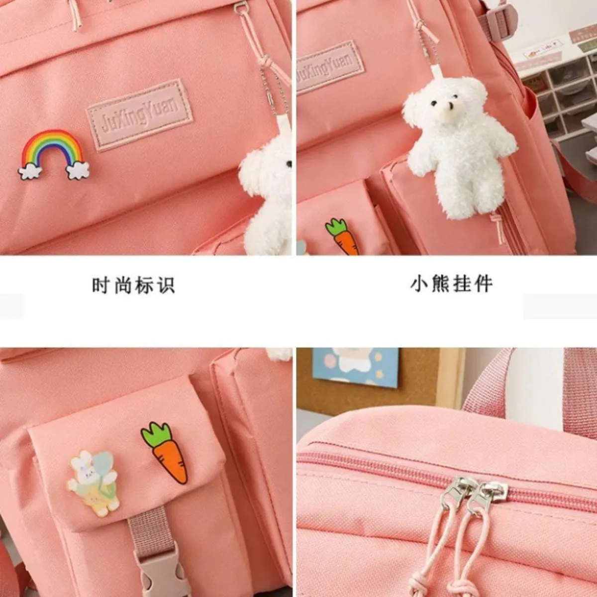 GENERICO - Mochila Kawaii coreana set de 5piezas con accesorios