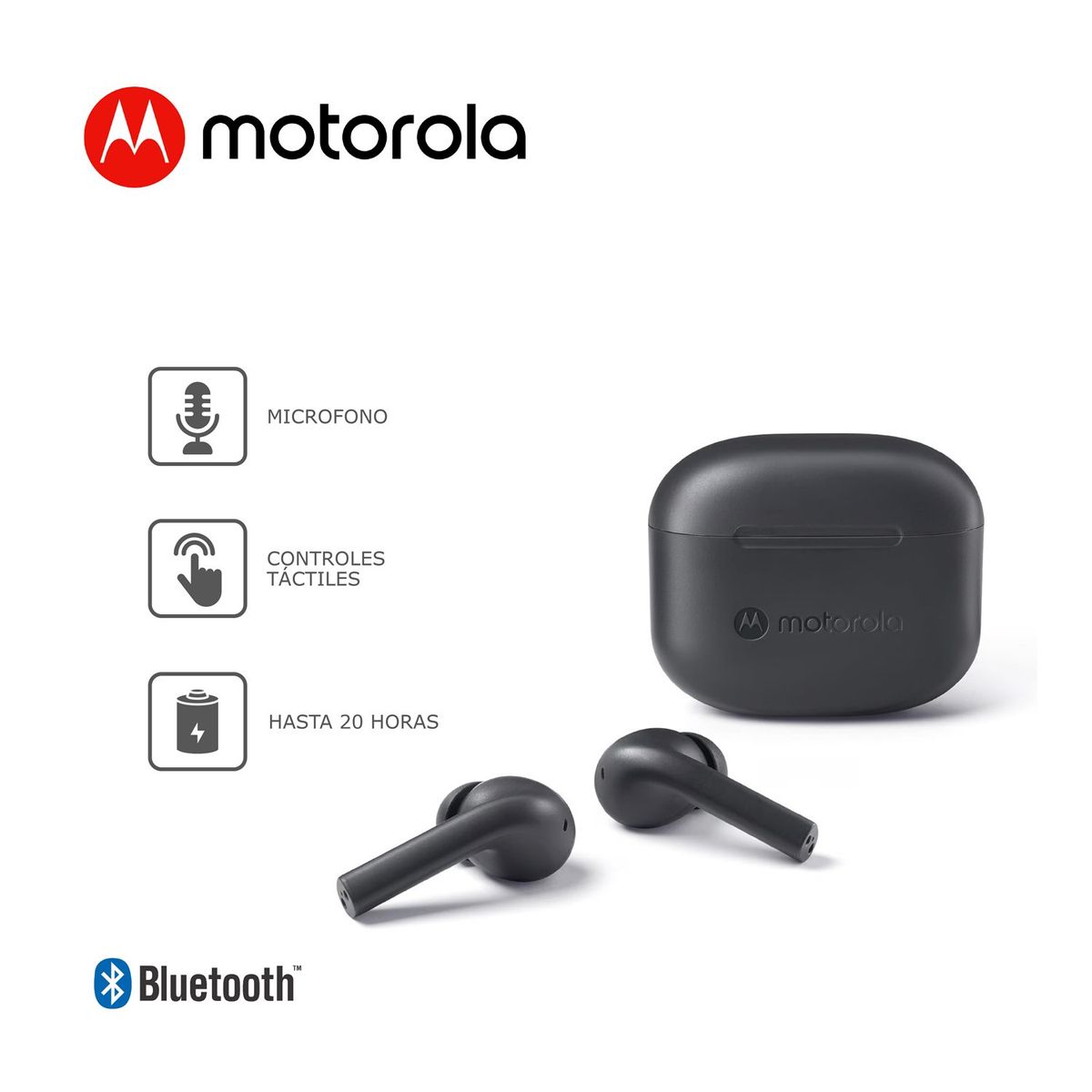 MOTOROLA - Audífonos In Ear Motorola Bluetooth IPX4 Moto Buds 065 17Hrs Negro
