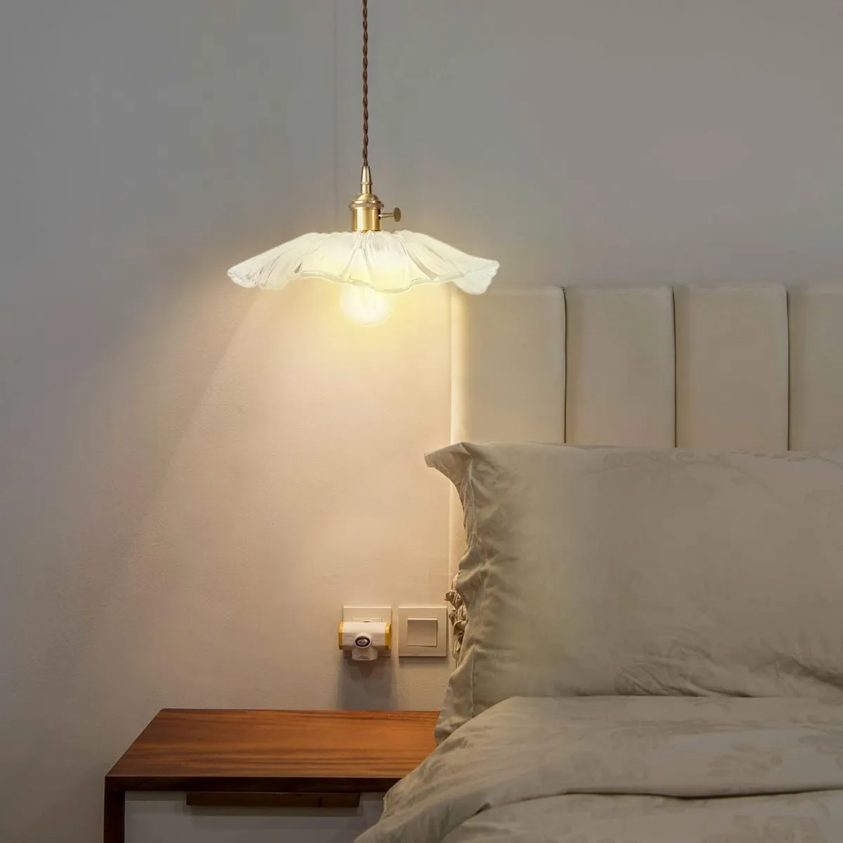 HOME NEAT - Lámpara colgante de Vidrio Vintage Ø30cm E27- Transparente-