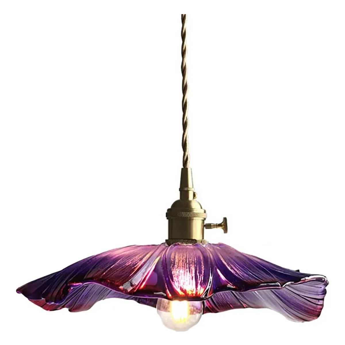 HOME NEAT - Lámpara colgante de Vidrio Vintage Ø30cm E27- Morado