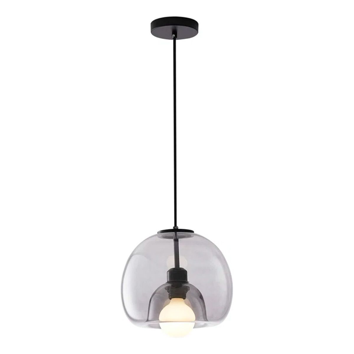 HOME NEAT - Lámpara colgante vintage de cristal Ø20cm E27 - Gris