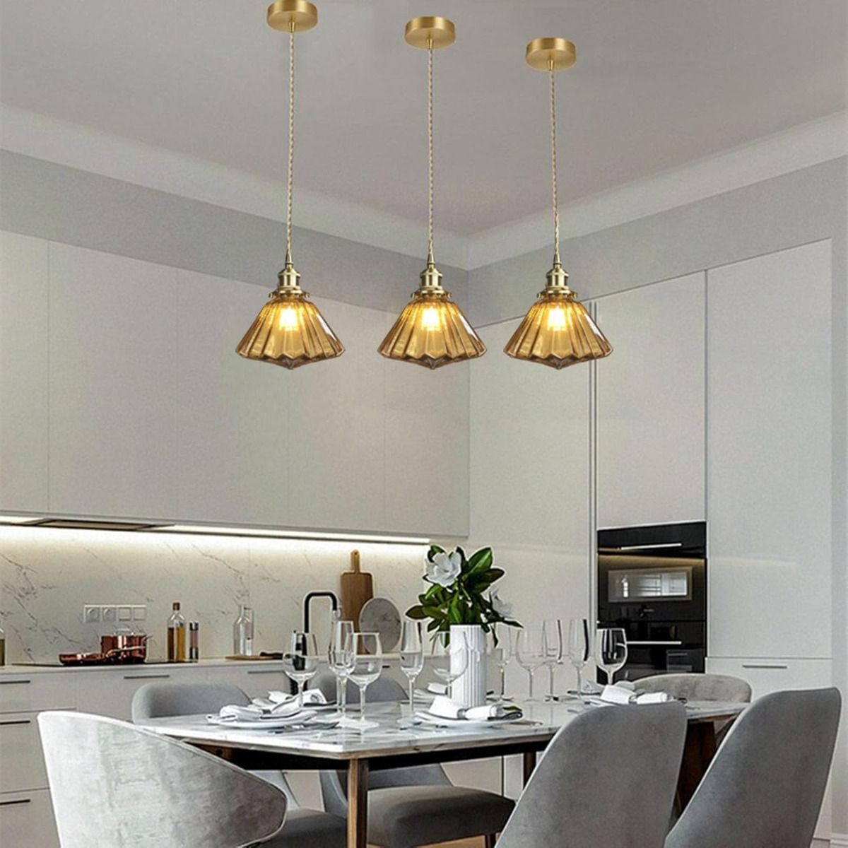 HOME NEAT - Lámpara colgante de Vidrio Vintage Ø18cm E27- Amber-