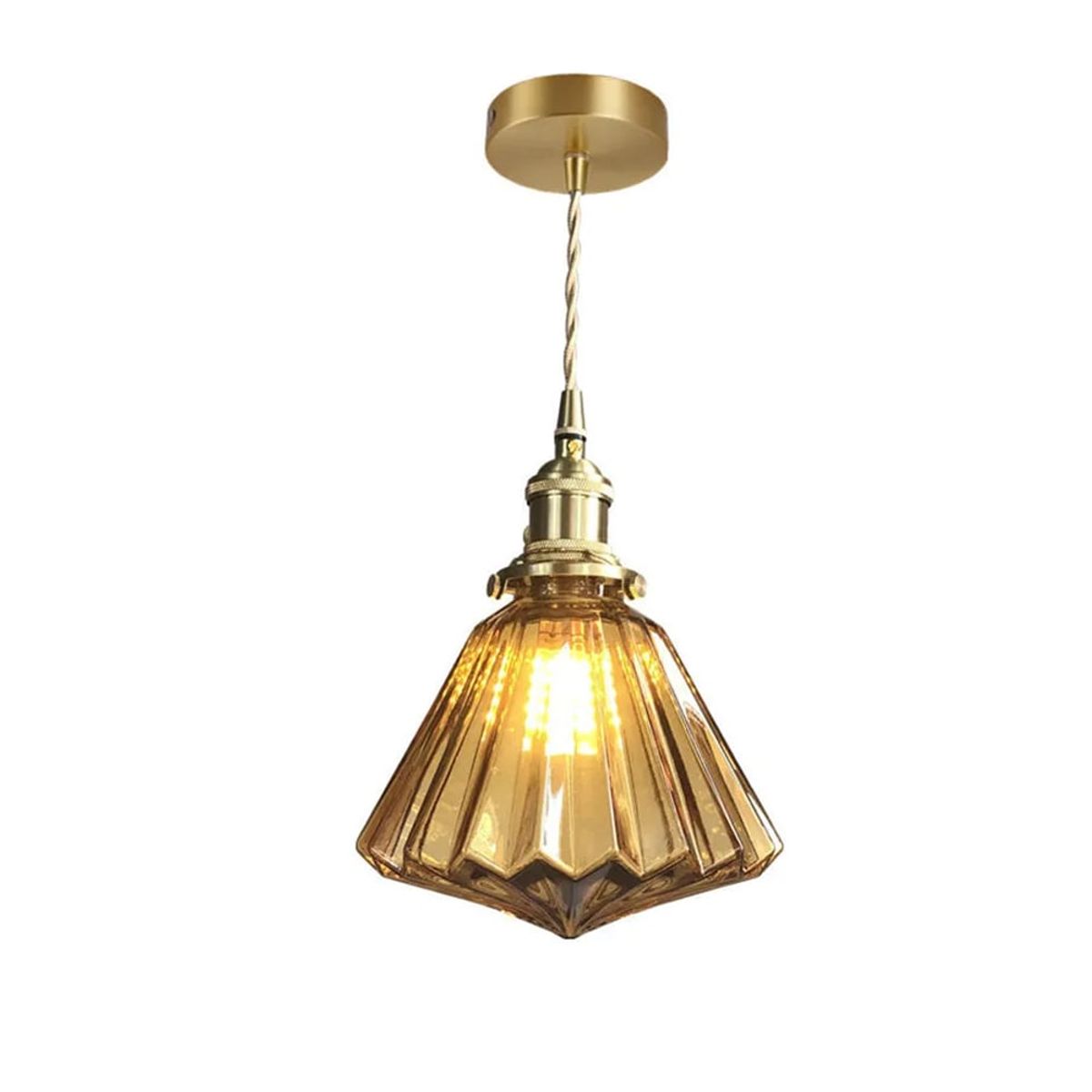 HOME NEAT - Lámpara colgante de Vidrio Vintage Ø18cm E27- Amber-