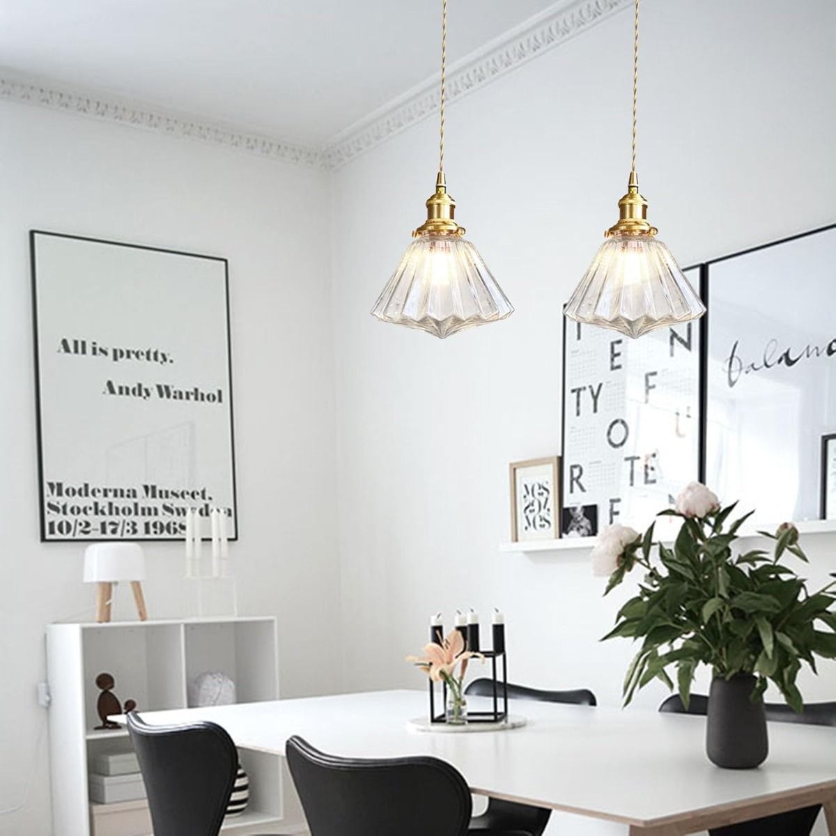 HOME NEAT - Lámpara colgante de Vidrio Vintage Ø18cm E27- Claro-