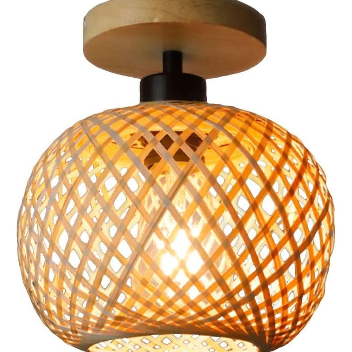 HOME NEAT - Lámpara de Techo de Bambú Vintage E27 Ø20cm-