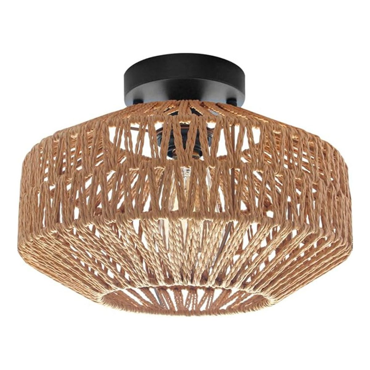 HOME NEAT - Lámpara de Techo de Tejida de Bambú Vintage E27 Ø30cm-