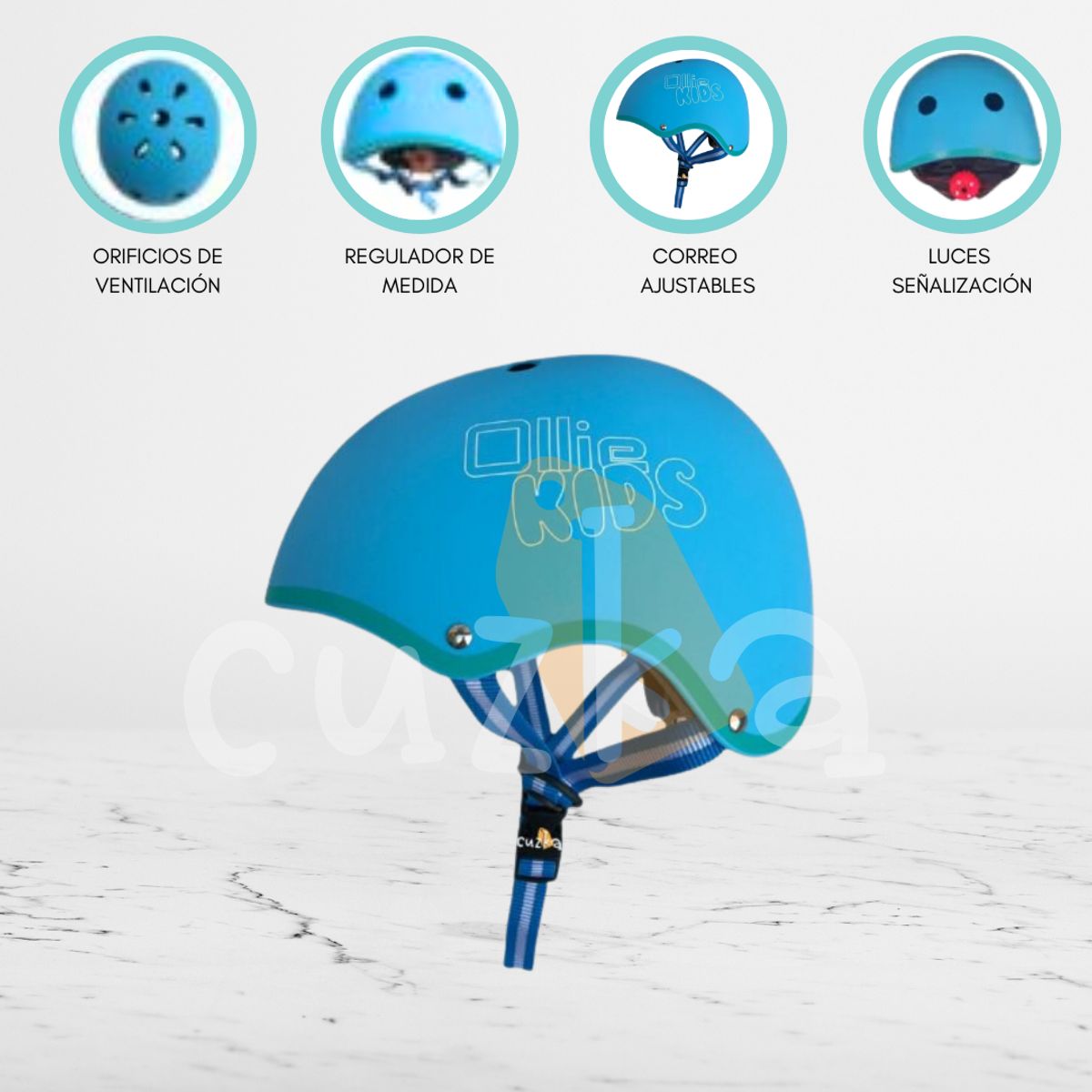 OLLIE - Casco Protector Regulable Para Niño «S OLLIE KIDS» LIGTH BLUE