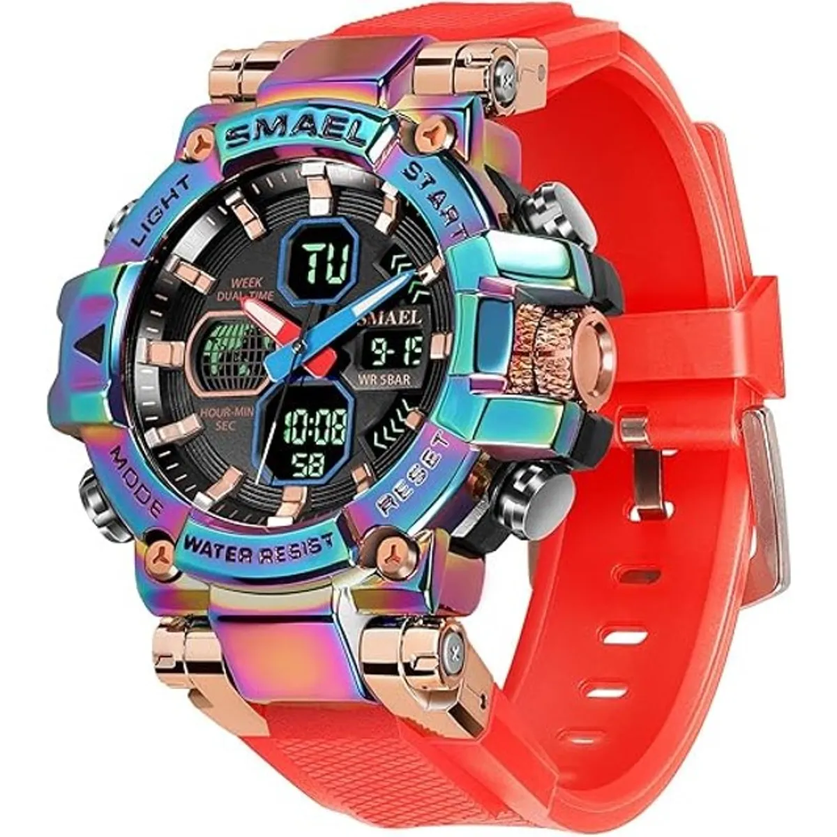 SMAEL - Reloj pulsera digital LED SMAEL 8027 doble hora