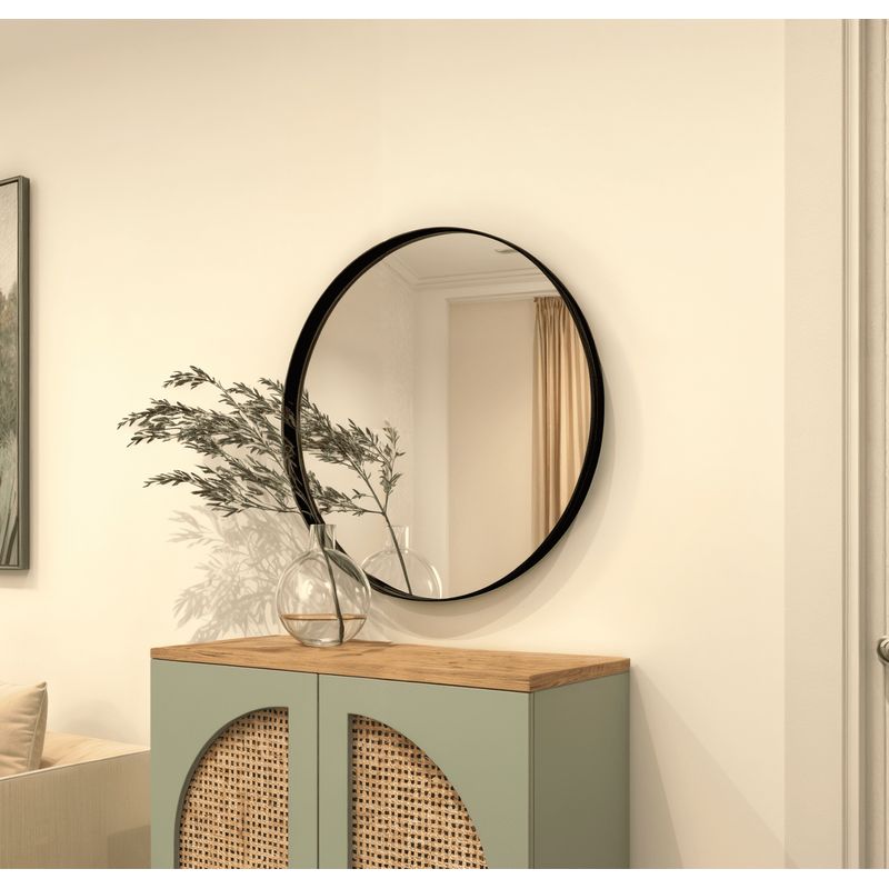 GENERICO - Espejo Redondo de Fierro Negro de 50x50CM