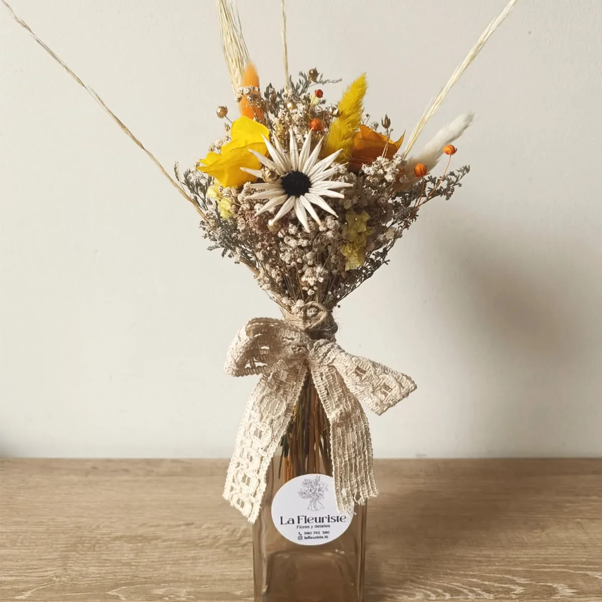 GENERICO - Arreglo Flores Amarillas en florero vidrio Armonía Floral