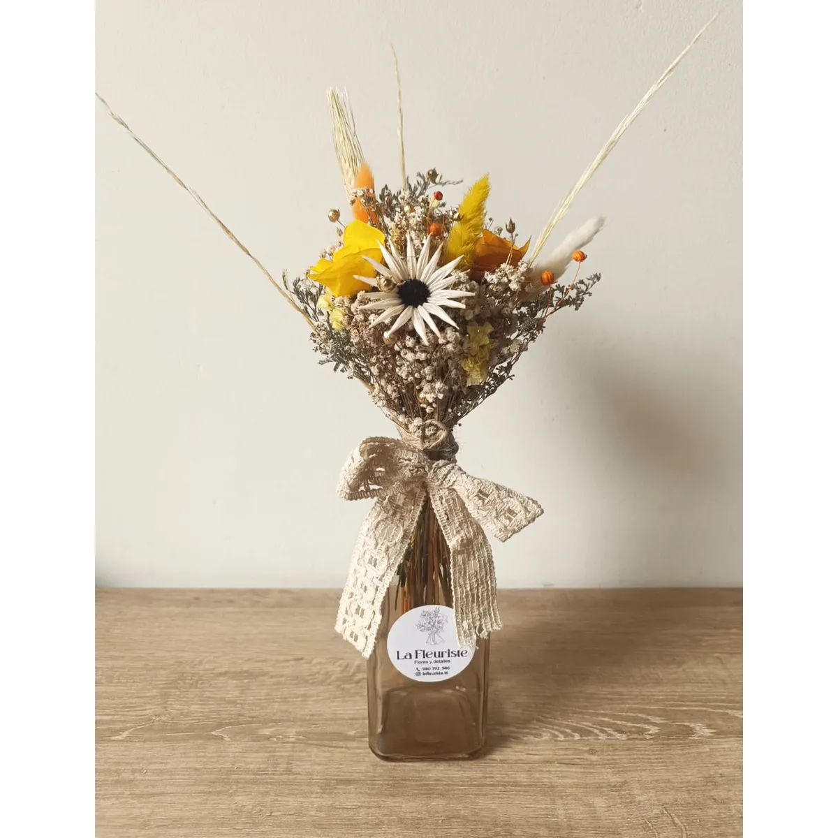 GENERICO - Arreglo Flores Amarillas en florero vidrio Armonía Floral