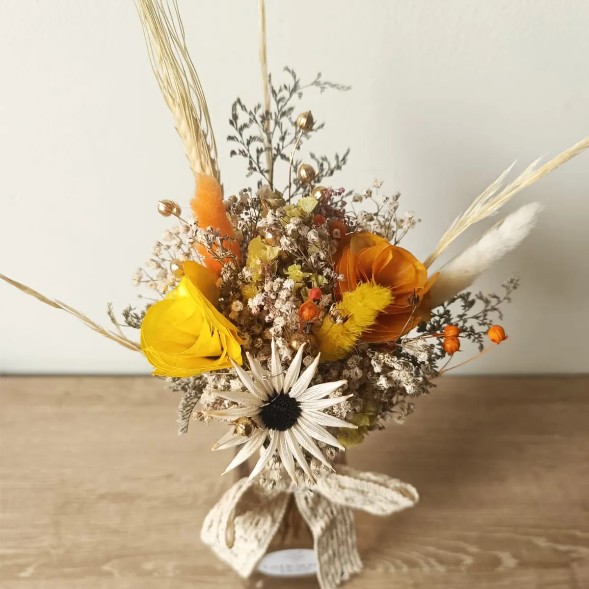 GENERICO - Arreglo Flores Amarillas en florero vidrio Armonía Floral