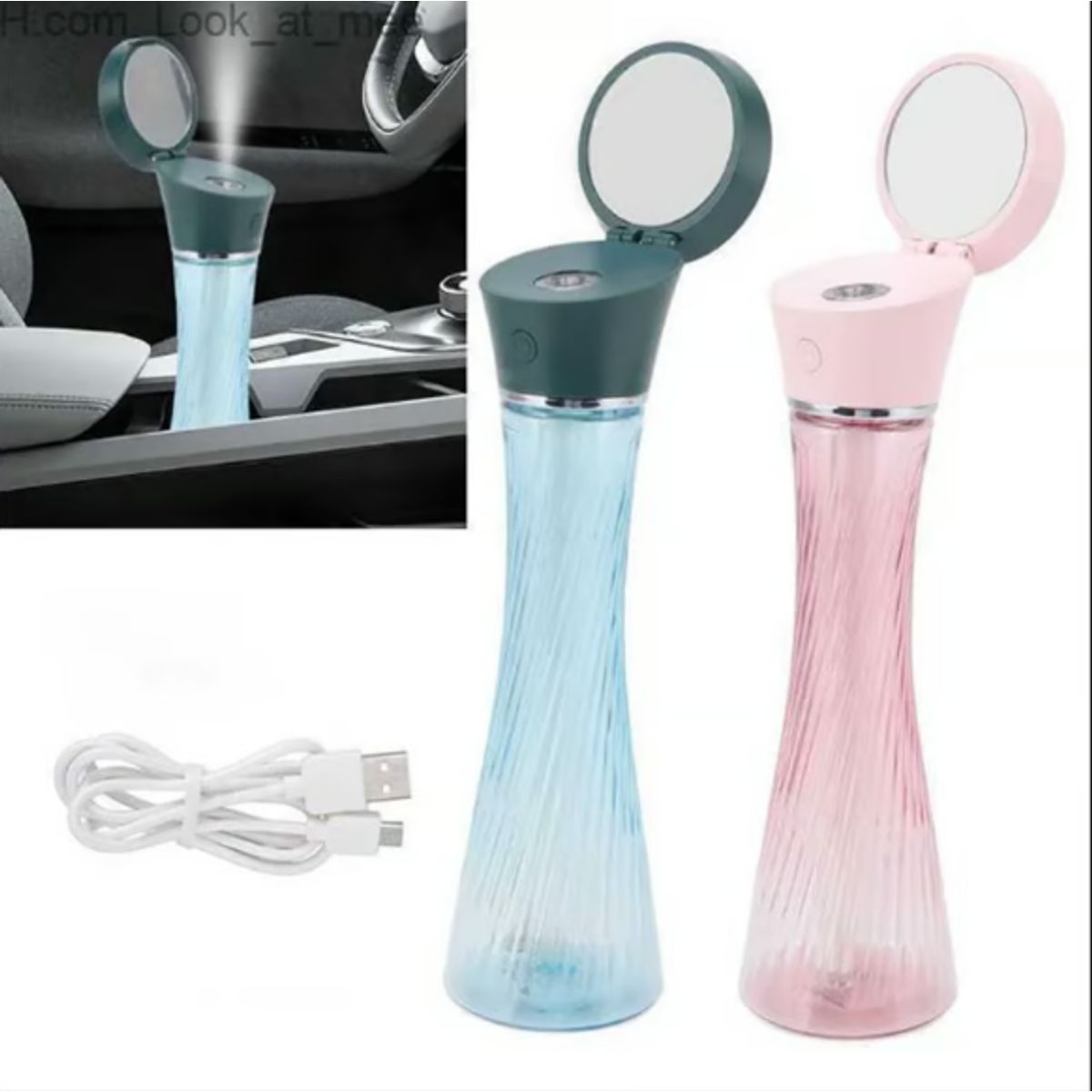 GENERICO - Humidificador de aire portátil USB ultrasónico para carro rosado