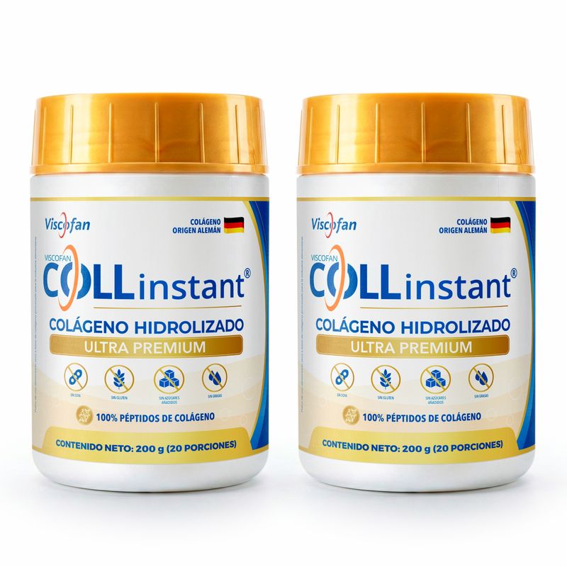 VISCOFAN COLLINSTANT - Colágeno Hidrolizado Alemán Ultra Premium 200g x 2 con Péptidos Bioactivos COLLinstant Viscofan 100% Puro