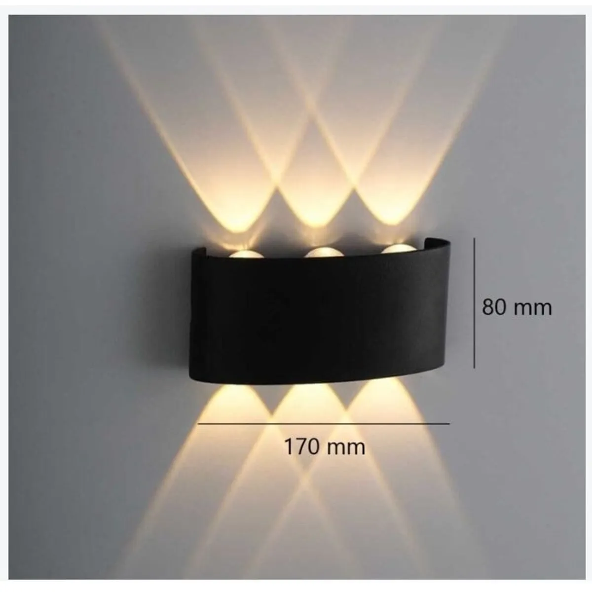 GENERICO - Lampara de pared Aplique LED 6 W Negro Luz Cálida