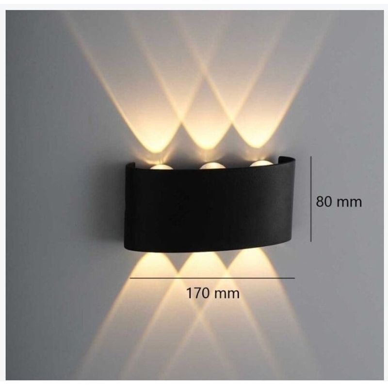 GENERICO - Lampara de pared Aplique LED 6 W Negro Luz Cálida