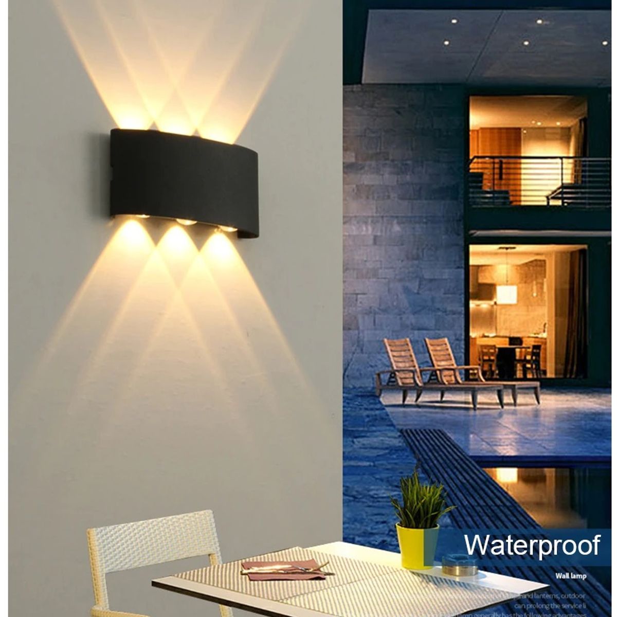GENERICO - Lampara de pared Aplique LED 6 W Negro Luz Cálida
