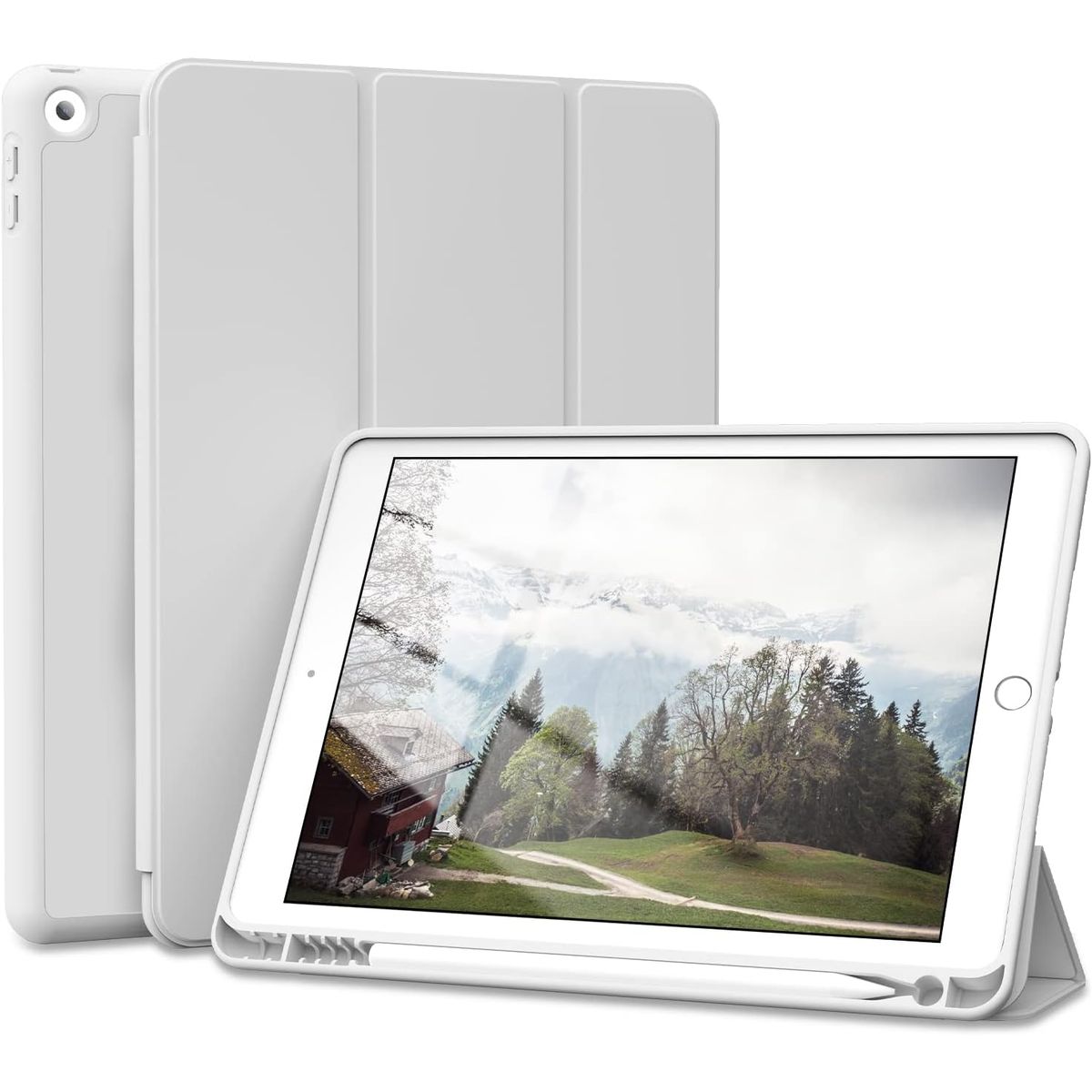 FUNDAANTIGOLPES - Funda con Porta Lapiz para IPAD 10,2 Gris