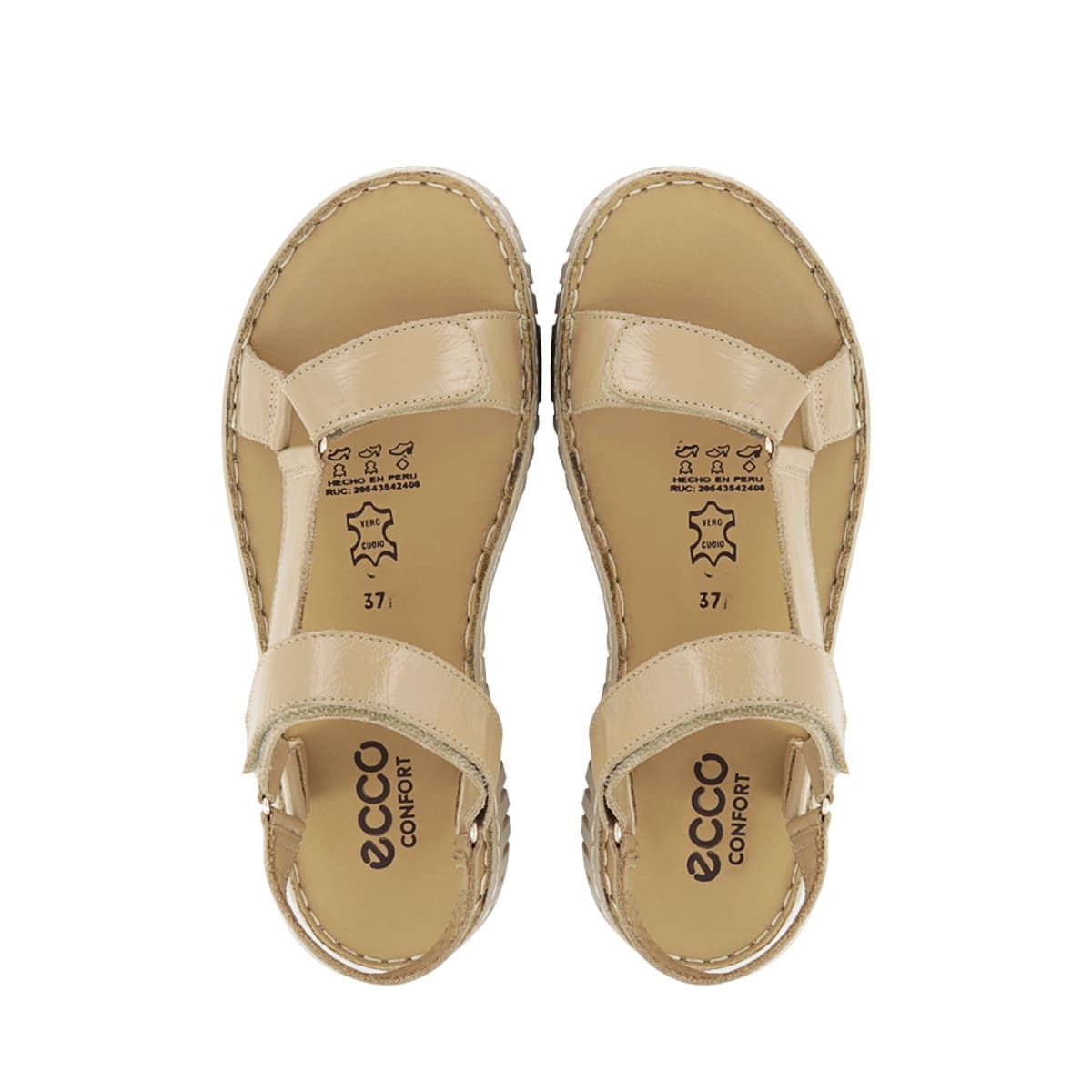 ECCO - Sandalias Confort Mujer Ecco Rita01 Beige Cuero Charol