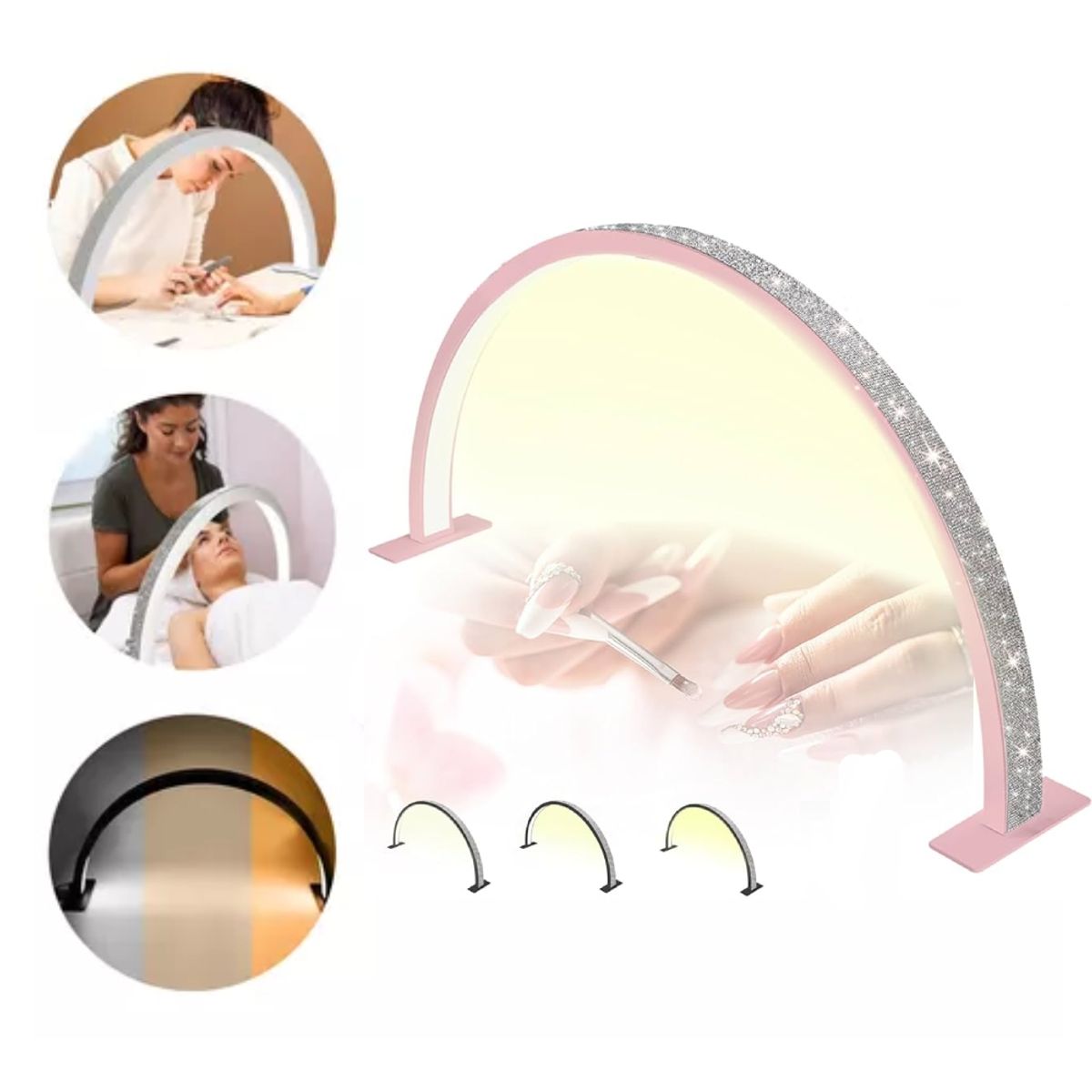 GENERICO - Lampara Led para Escritorio Cosmetica Media Luna Rosado 30w