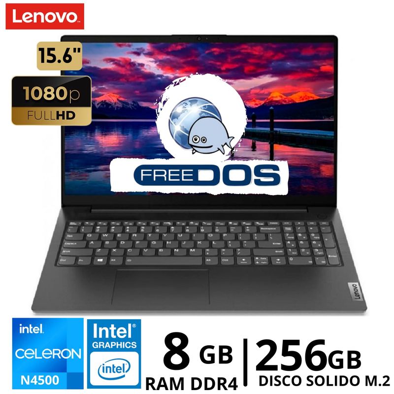 LENOVO - Laptop Lenovo V15 G2 IJL Intel Celeron N4500 156″FHD Ram 8GB SSD 256GB Free Dos