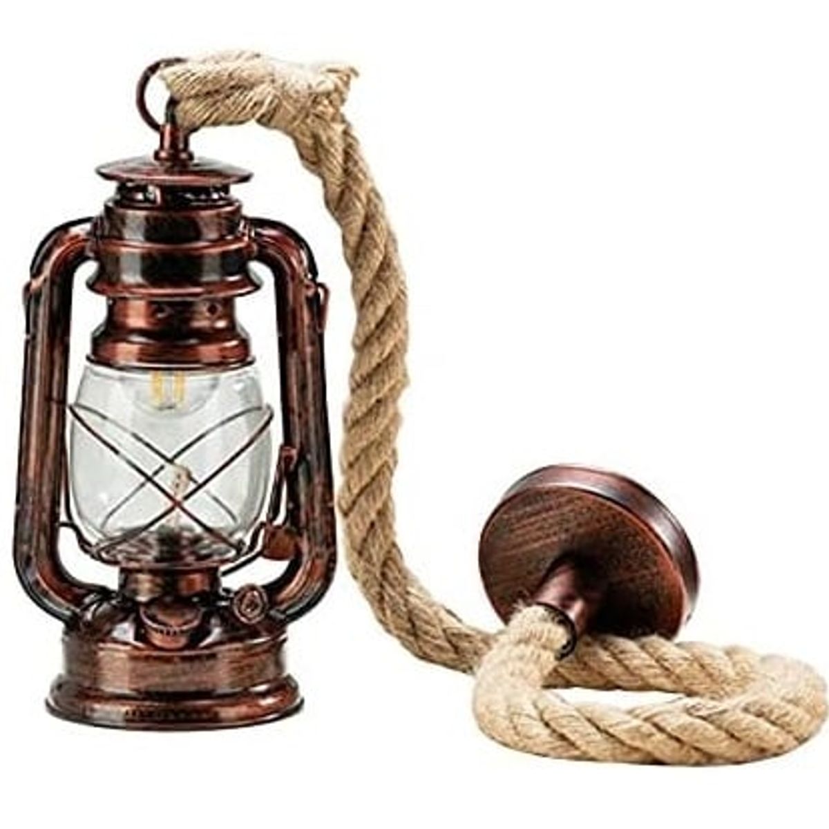 GENERICO - Lámpara de queroseno vintage industrial  bronce rojo Incluye bombilla