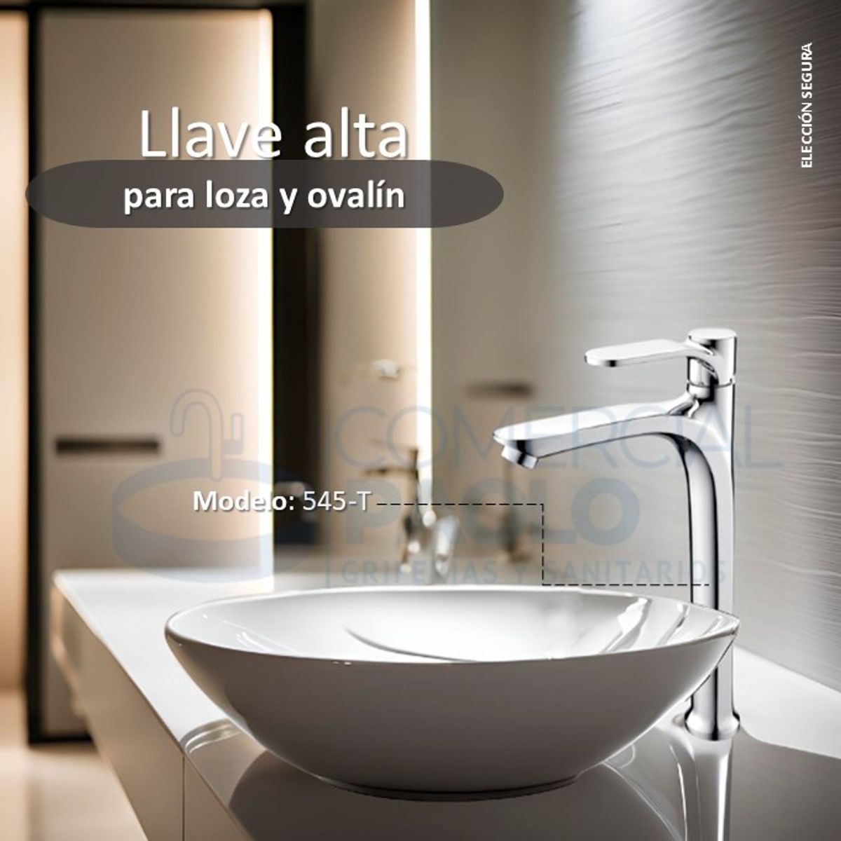 GENERICO - LLAVE DE LAVATORIO ALTO CROMADO LEBRON SEVILLA 545-T