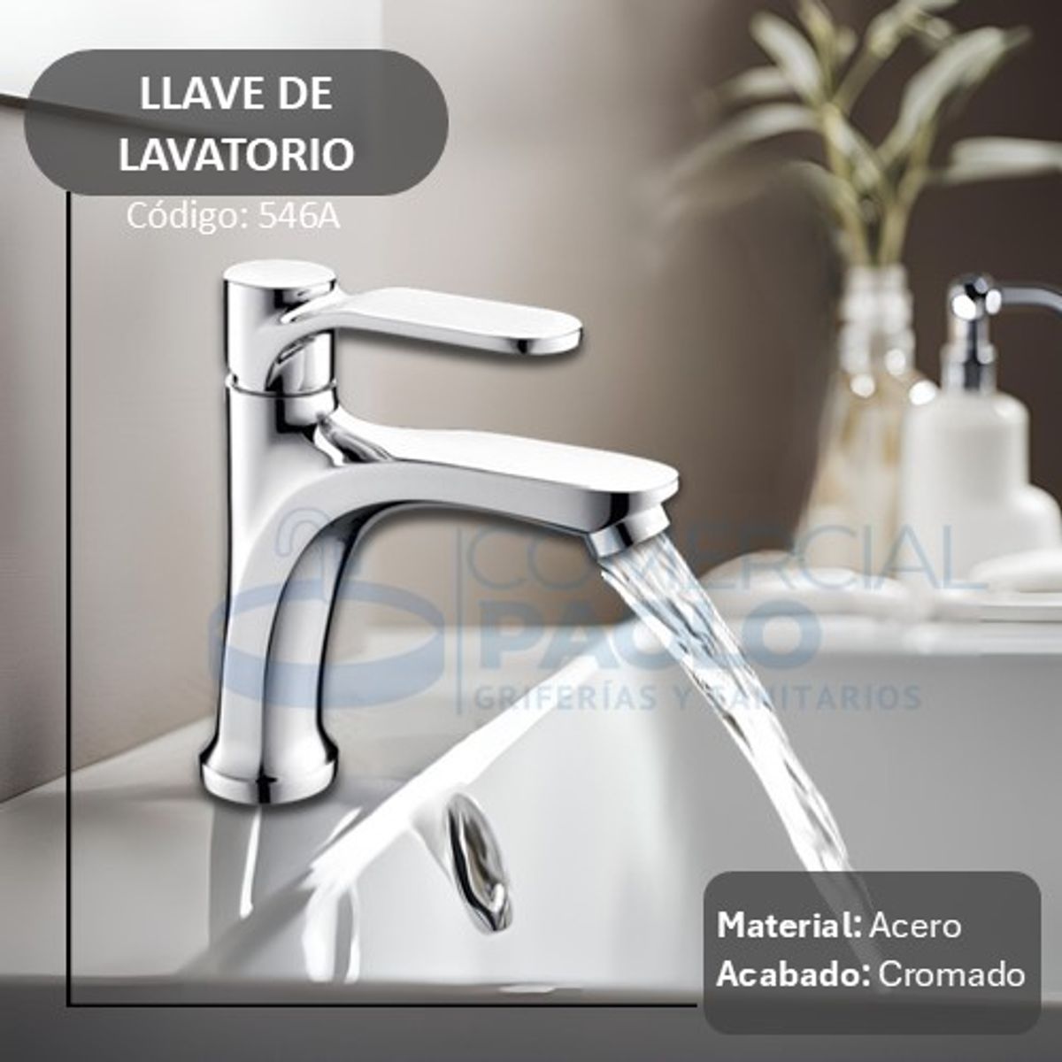 GENERICO - LLAVE DE LAVATORIO BAJO MUEBLE LEBRON CROMADO 546A