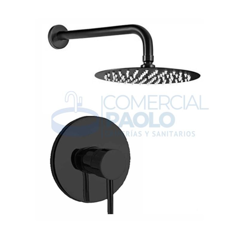 GENERICO - MEZCLADORA DUCHA NEGRA REDONDA F3205B