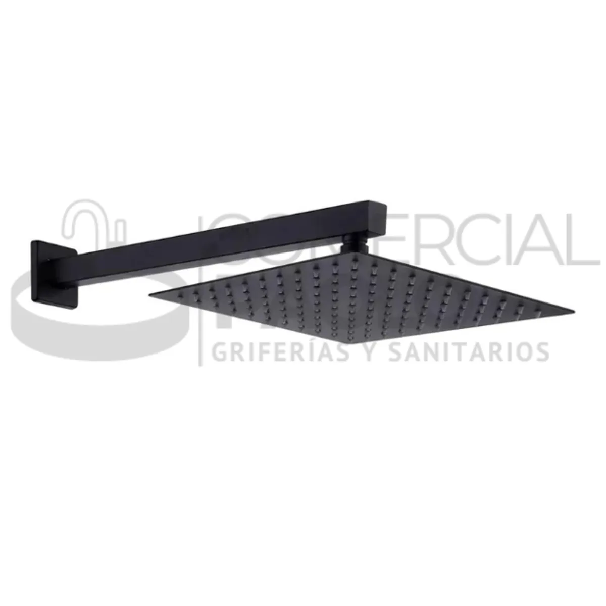 FRATELLI - DUCHA ESPAÑOLA ACERO CUADRADO NEGRO DE 12 PULGADAS
