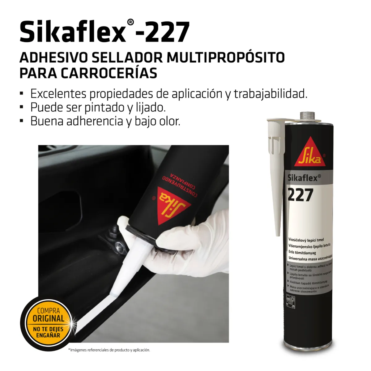 SIKA - Pack sellador elástico para carrocerías Sikaflex 227 negro 300ml