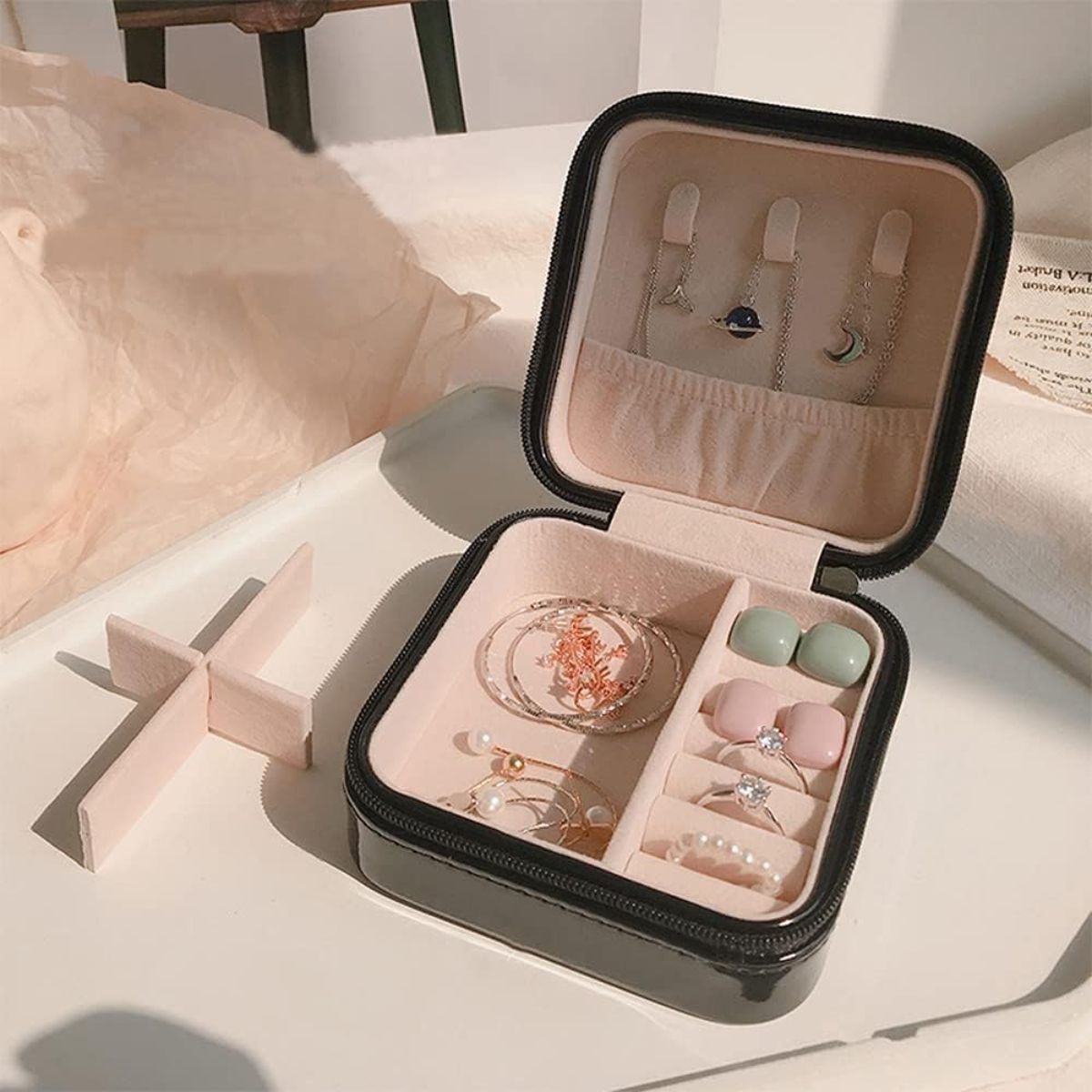 ELMEJORPRECIO - Mini Joyero Portátil Modelo M1 Negro