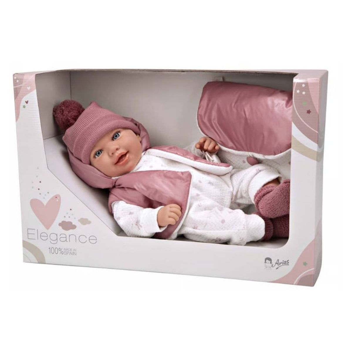 REBORN - Muñeca Elegance 45Cm Adi Rosa con Mochila