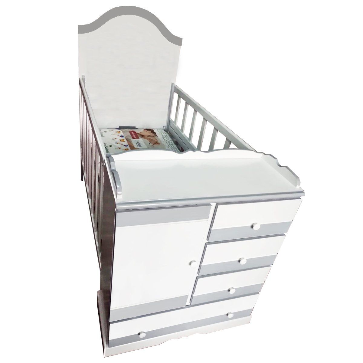 GENERICO - multicuna cuna para bebe de 0 a 3 años color gris