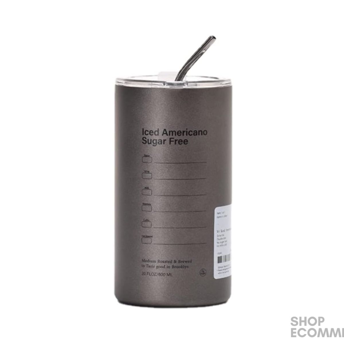 GENERICO - Taza de acero inoxidable con pajita 600ml